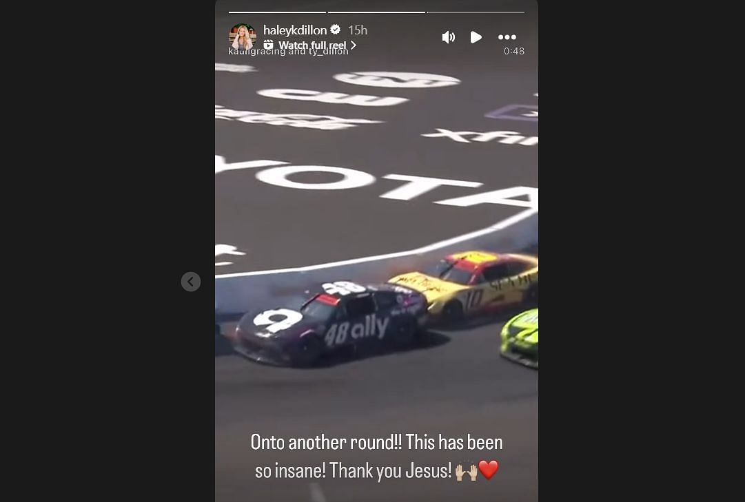 Ty Dillon's wife, Haley Dillon's Instagram Story after the NASCAR Cup Series Race at Dover - Source: @haleykdillon on Instagram